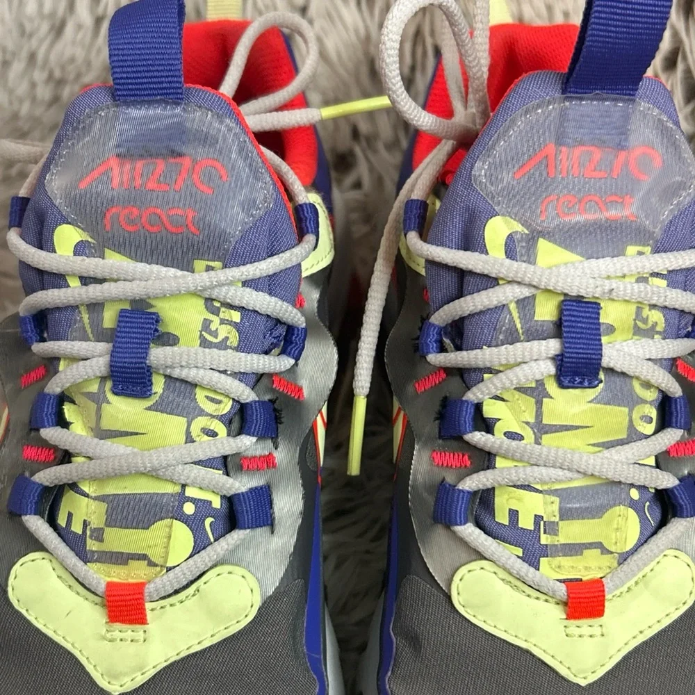 Nike Air Max 270 React GS Grey Volt Youth 6.5 Women's 8 Colorful‎ Running Shoes